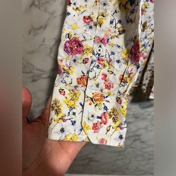 Alan Flusser Shirt Mens M Floral Cotton Colorful Long Sleeve Button Up Casual - Picture 2 of 7